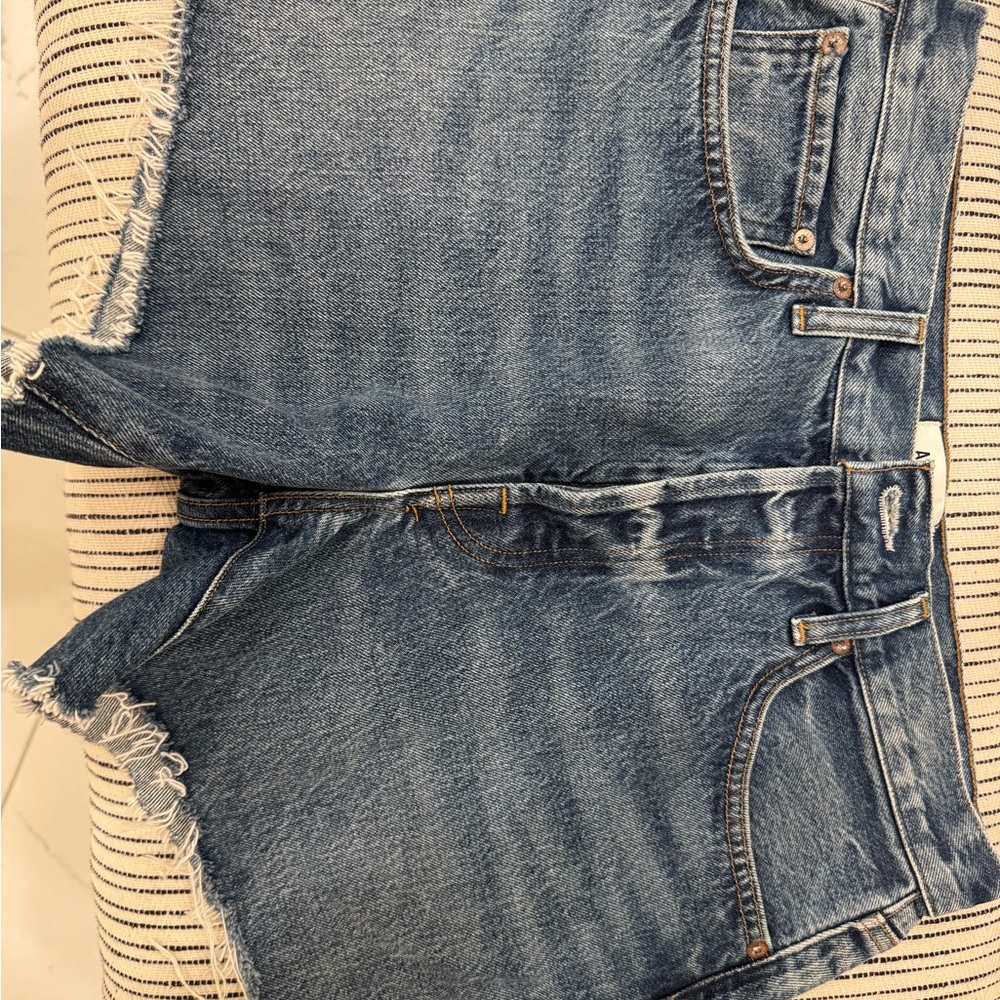 Agolde Blue Button-Fly Denim Shorts